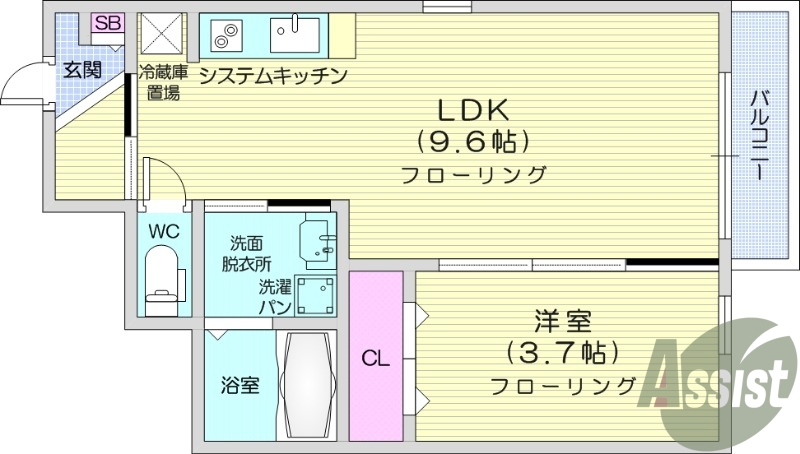 1LDK、ネット無料、IH、追い焚き、浴室乾燥機、独立洗面台