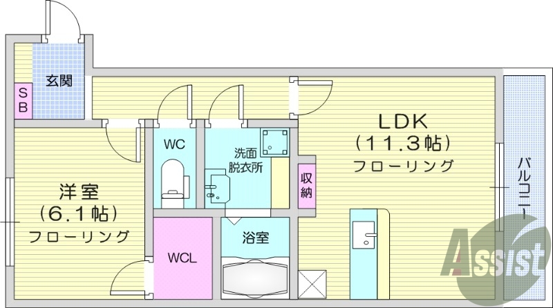 1LDK、オートロック、システムキッチン、インターネット無料