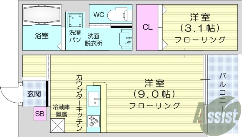 写真は別室です。バルコニー、風呂トイレ別、カウンターキッチン