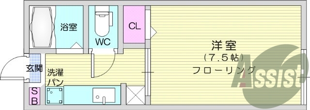 1K、収納、室内洗濯機置場、トイレ浴室別、シューズボックス