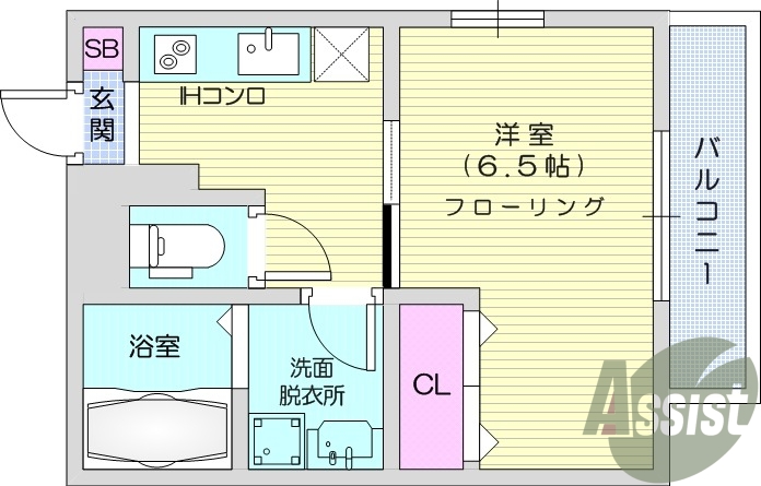 1K、エアコン、室内洗濯機置場、トイレ浴室別、クローゼット