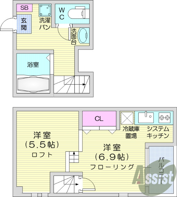 1R、浴室TV、ネット無料、モニター付きインターホン、角部屋