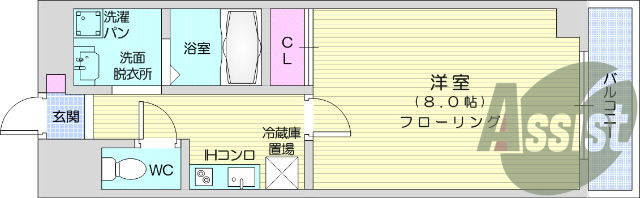 1K・バス、トイレ別・独立洗面台・光ファイバー