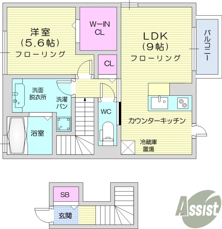 1LDK、カウンターキッチン、ネット無料、浴室乾燥、エアコン