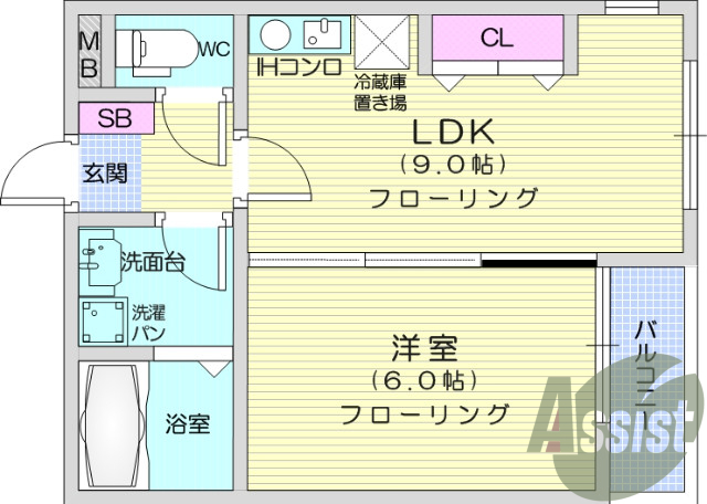 写真は別室です。1LDK、モニター付きインターホン