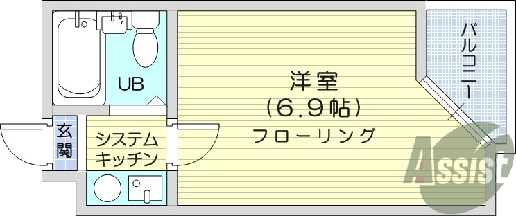 写真は別室です。1K、インターネット使用料無料、ペット可能