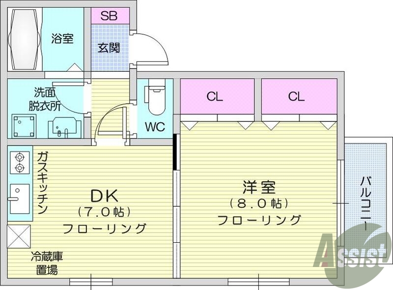 1Dk、エアコン、バストイレ別、追い炊き、温水洗浄便座