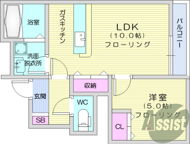 １LDK、モニター付インターホン、風呂トイレ別、追い焚き機能