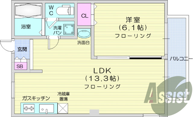 1LDK、ペット相談可、バストイレ別、温水便座