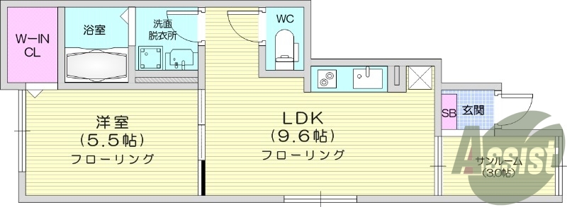 1LDK、ペット可、防犯カメラ、ウォークインクローゼット