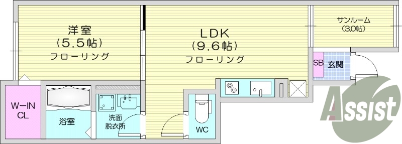 1LDK、ペット可、防犯カメラ、ウォークインクローゼット