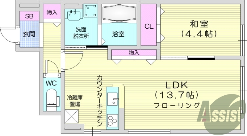 1LDK　浴室乾燥機　追い焚き機能　インターネット無料