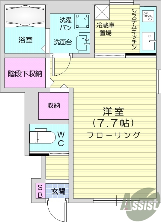 1K、宅配ボックス、独立洗面台、TV付インターホン、エアコン