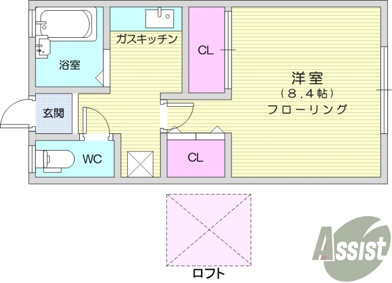 写真は別部屋です。1K、ロフト、モニター付きインターホン