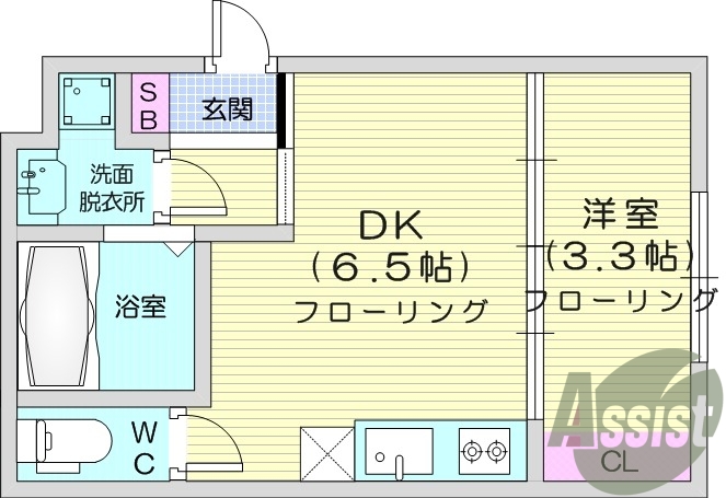 1DK、インターネット無料、宅配ボックス付き
