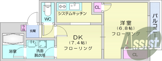 1LDK、オートロック、エレベーター、エアコン