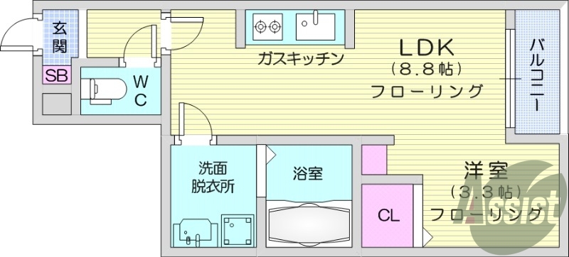 1R　ペット相談　インターネット無料　浴室乾燥機　独立洗面台
