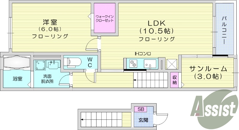 1LDK、ペット可、防犯カメラ、ウォークインクローゼット