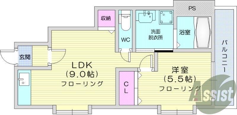 １LDK、エアコン2基、インターネット無料、追い焚き機能