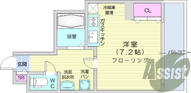 1R、モニター付きインターホン、オートロック