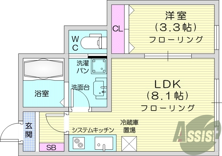 1LDK、浴室乾燥、追い焚き、駐輪場、シャワートイレ