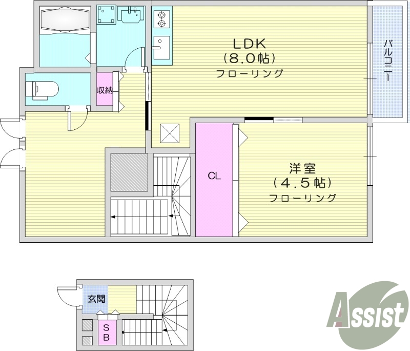 南向きで設備充実の１ＬＤＫ物件です。2人入居の方にもオススメ