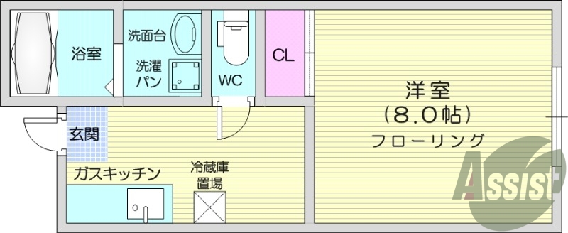 1K、エアコン、バストイレ別、モニターインターホン