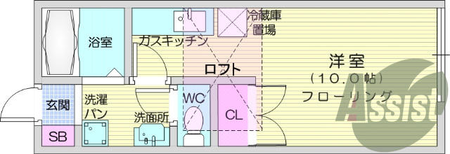 1K、エアコン、バストイレ別、独立洗面台
