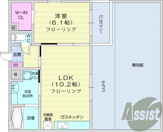 1ＬＤＫ、エアコン、専用庭、オートロック、ネット無料