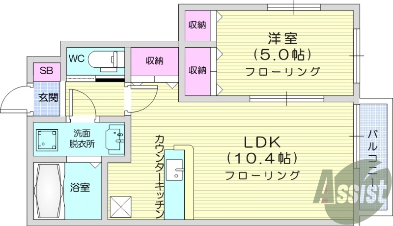 1LDK、温水洗浄便座、駐車場一台無料、Wi-Fi無料