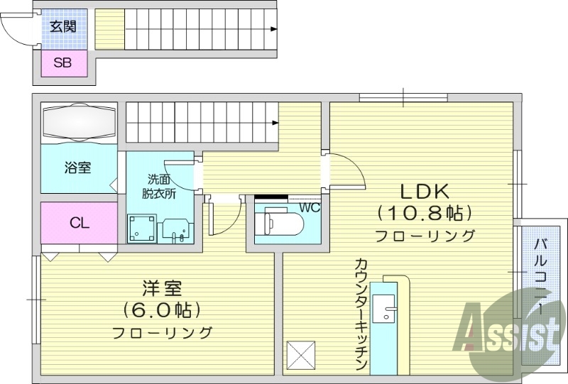 1LDK、温水洗浄便座、駐車場一台無料、Wi-Fi無料
