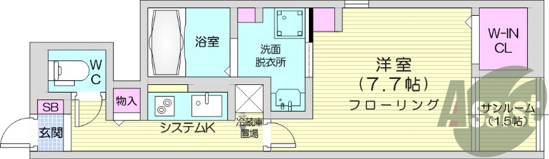 1K、浴室乾燥、追い焚き機能、床下収納、ネット無料、エアコン