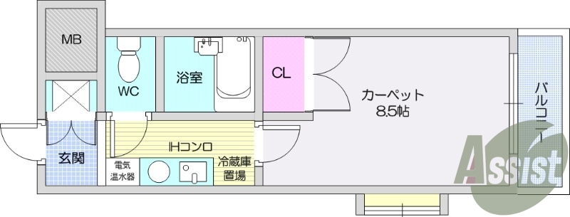 1K、オール電化、IHコンロ、光コンセント