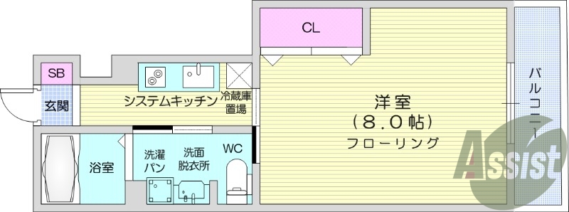 １K、バストイレ別、インターネット無料、独立洗面台