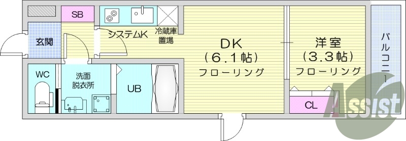 1DK、防犯カメラ、インターネット無料、追い焚き機能付き