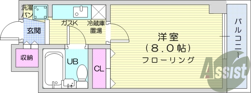 １K、インターネット無料、インターホンカメラ付き