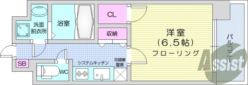1K、システムキッチン、オートロック、防犯カメラ
