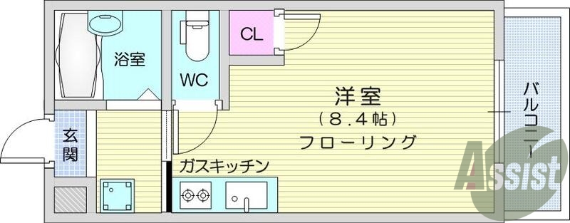 写真は別室です。1R、ガスキッチン、室内洗濯機置き場、収納
