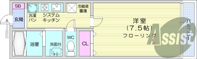 写真は別室です。1K、モニター付きインターホン