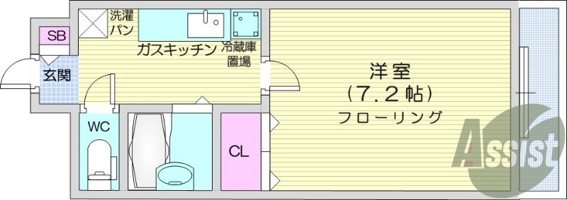 1K、フローリング、エレベーター、温水洗浄便座
