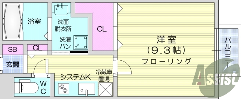 1K、オール電化、独立洗面台、室内洗濯機場
