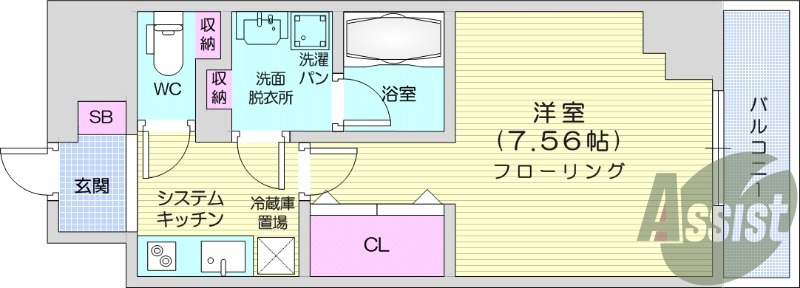 １K、浴室乾燥付き、インターネット無料、都市ガス