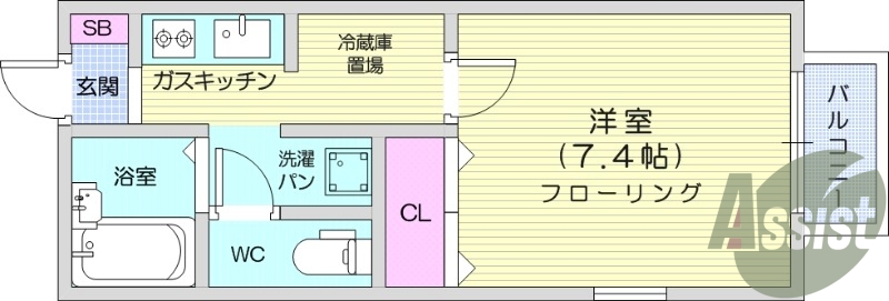 1K、独立洗面台、インターネット無料、バストイレ別
