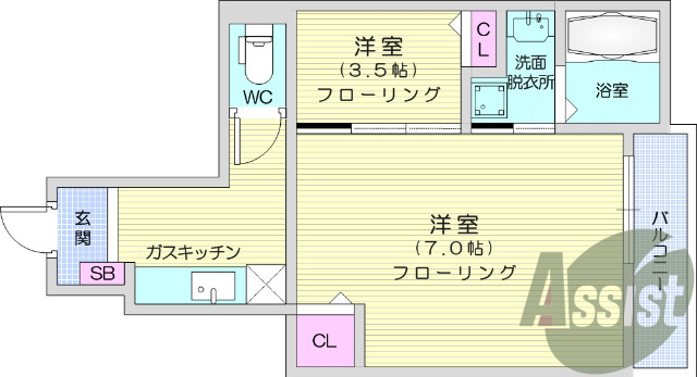 1SK、追炊機能、浴室乾燥機、モニターホン、脱衣所