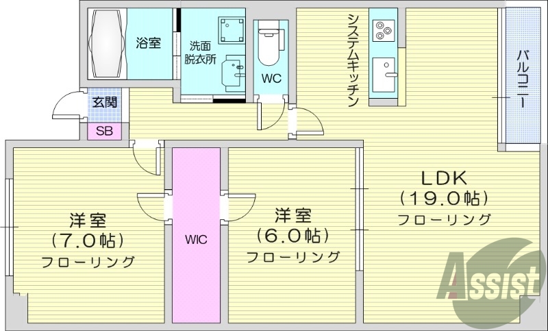 2LDK、追い炊き機能、温水洗浄便座付き、インターネット無料