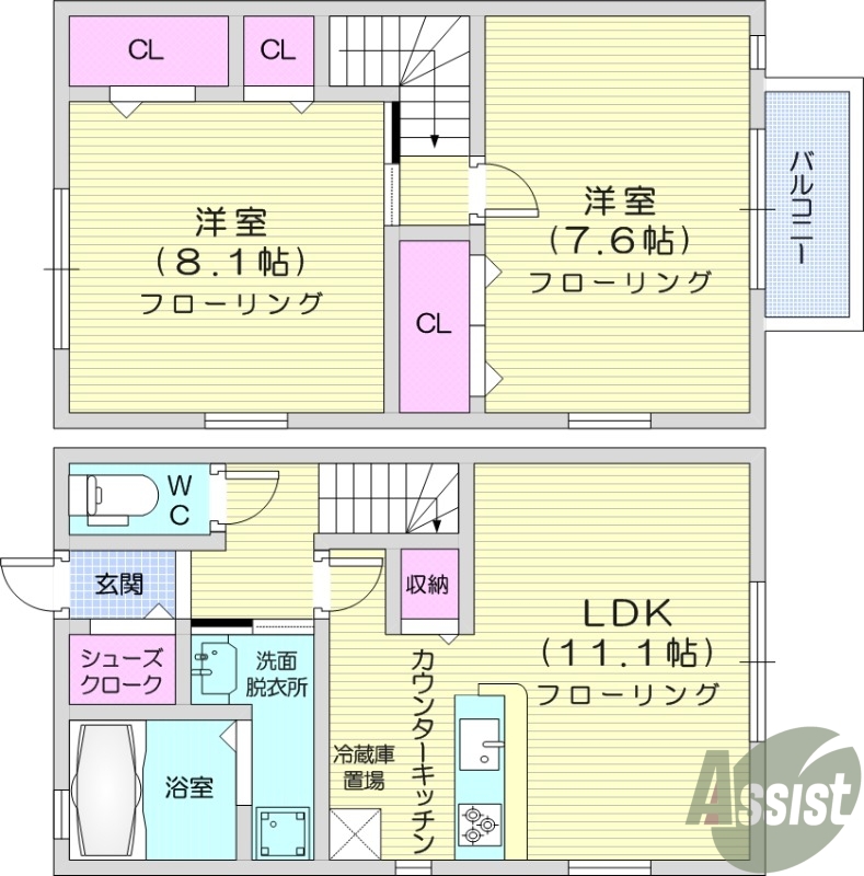 2LDK、アルソック、温水洗浄便座、モニター付きインターホン