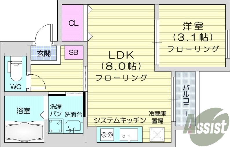 1LDK、浴室乾燥機、追い焚き、ネット無料