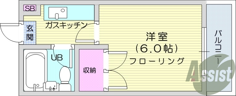 １K、６帖、ネット使用料不要、防犯カメラ、宅配ボックス