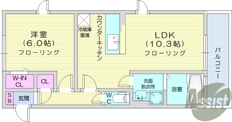 1LDK、追い焚き機能、床下収納、ネット無料、室内物干し