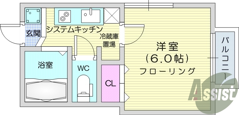 1K、システムキッチン、温水洗浄便座、エアコン